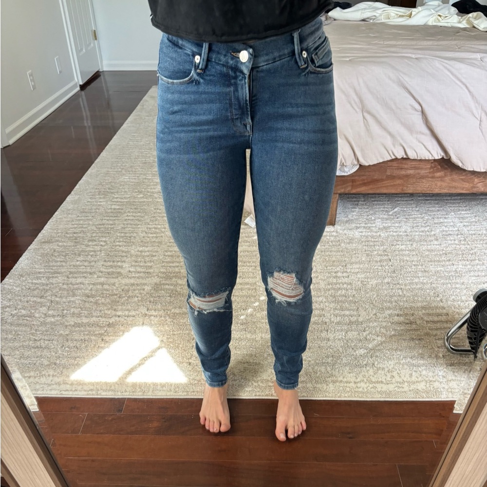 Good American Blue Distressed Skinny Jeans